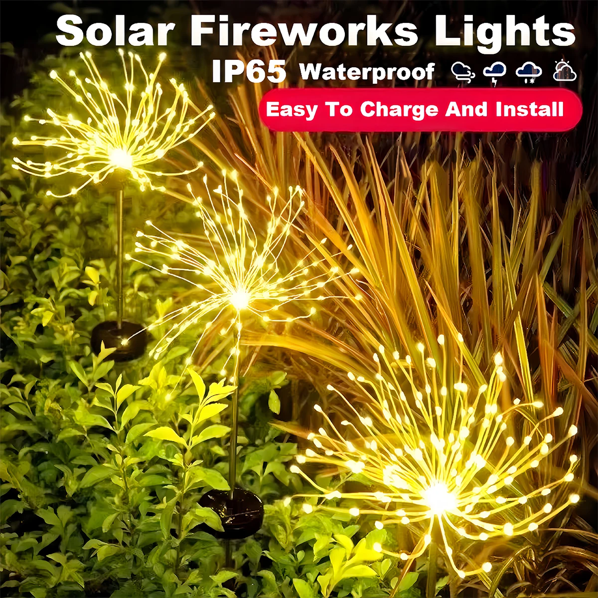 

Solar Firework Light Solar Garden Flower Lights Outdoor IP65 Waterproof 1 Pack With 8 Lighting Modes For Outdoor Lawn Pathway