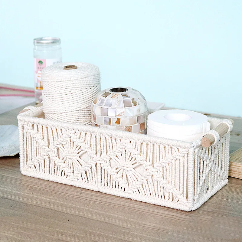 Macrame Storage Basket Boho Decor Bathroom Basket for Organizing