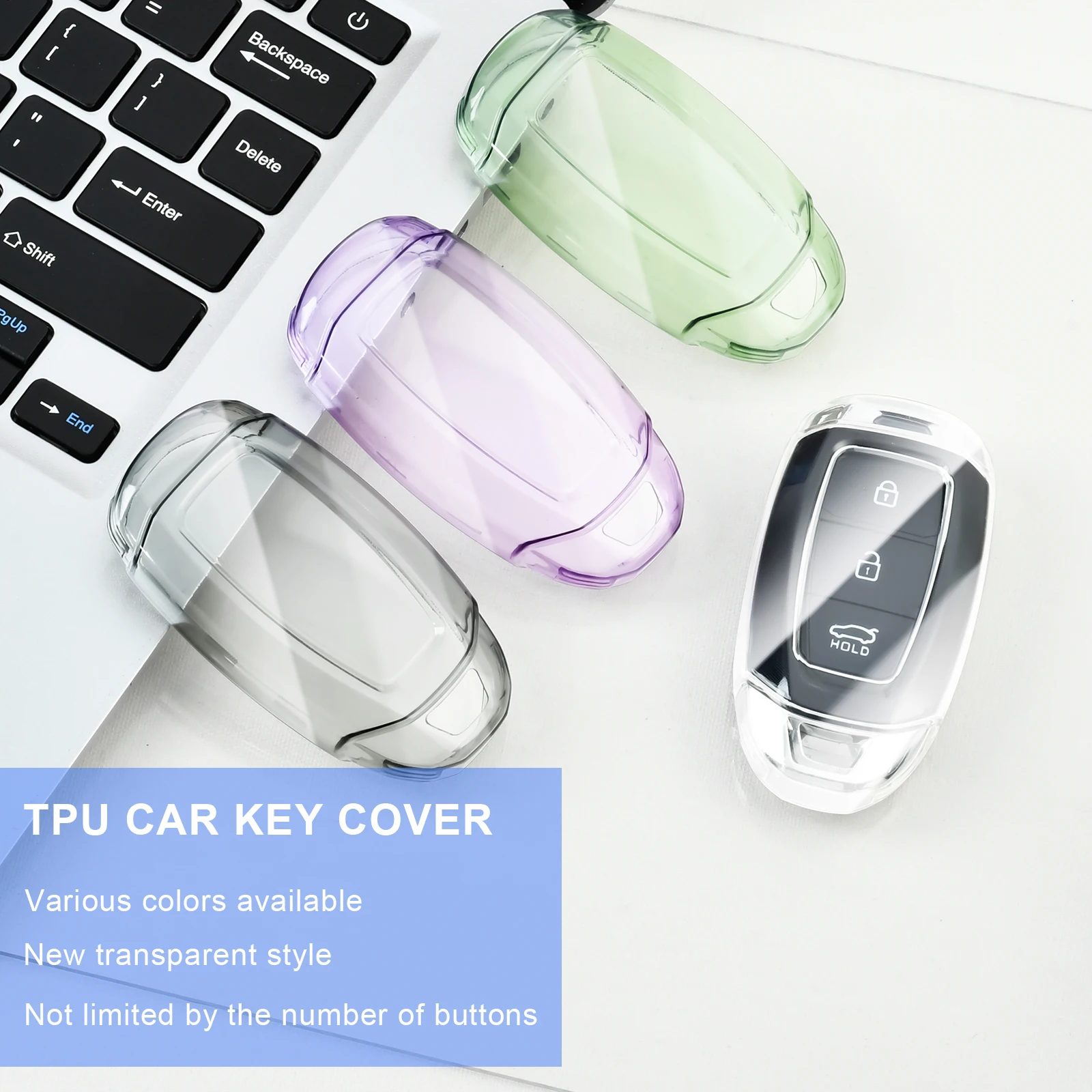Transparent Car Key Holder with Keychain
