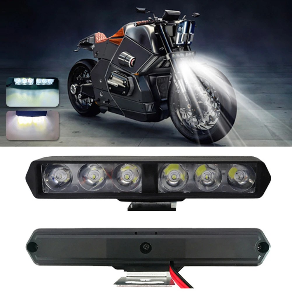 DRL Flash 6LED Motorcycle Headlight SpotLights Auxiliary High