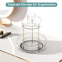 A82X-Rotating Makeup Organizer For Vanity Storage 2 Tier Bathroom Counter Cosmetic Skincare Perfume Countertop Holder 1