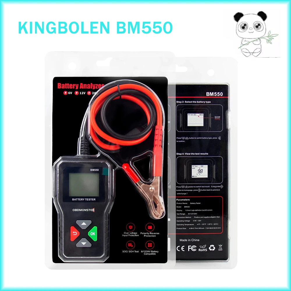 Il Più Nuovo Tester Per Batterie Kingbolen Bm550 6V 12V 24V 100-2000 Cca Sistema Di Batterie 2Ah-220Ah Analizzatore Di Batterie Strumenti Diagnostici 
