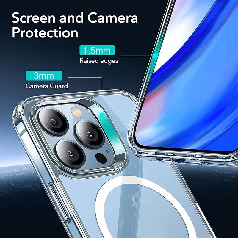 

Magnetic Case Magsafe Cover For iPhone 12/13 Pro Max Mini Transparent Cover Wireless Charging Case Shockproof Hard Crystal Case