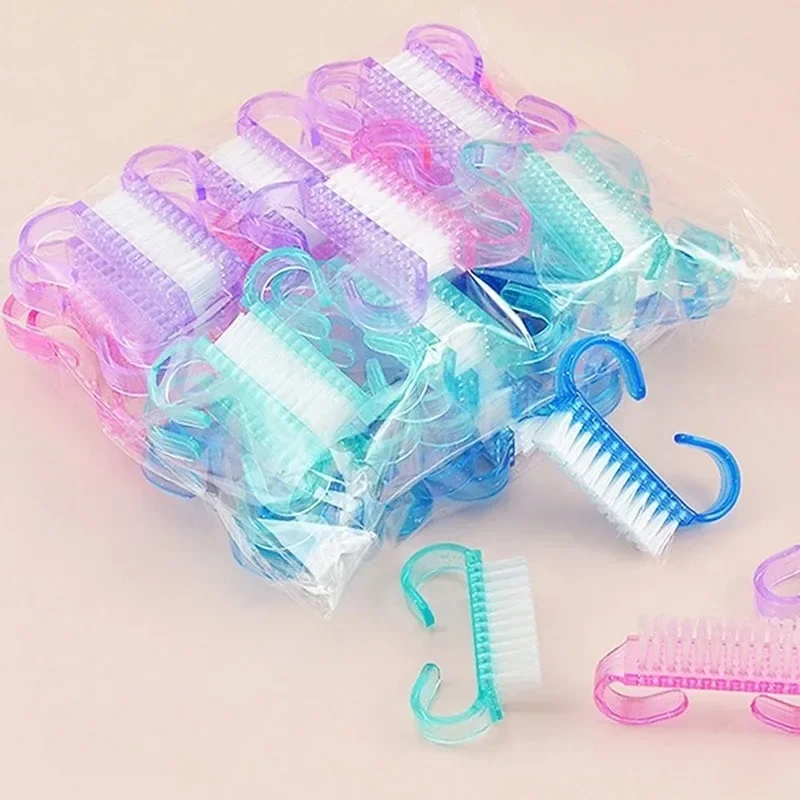 10Pcs Plastic Nail Brushes Mix Color Nail Hand Scrubbing Cleaning Brush Dust Cleaner Nail Art Manicure Soft Remover Tools