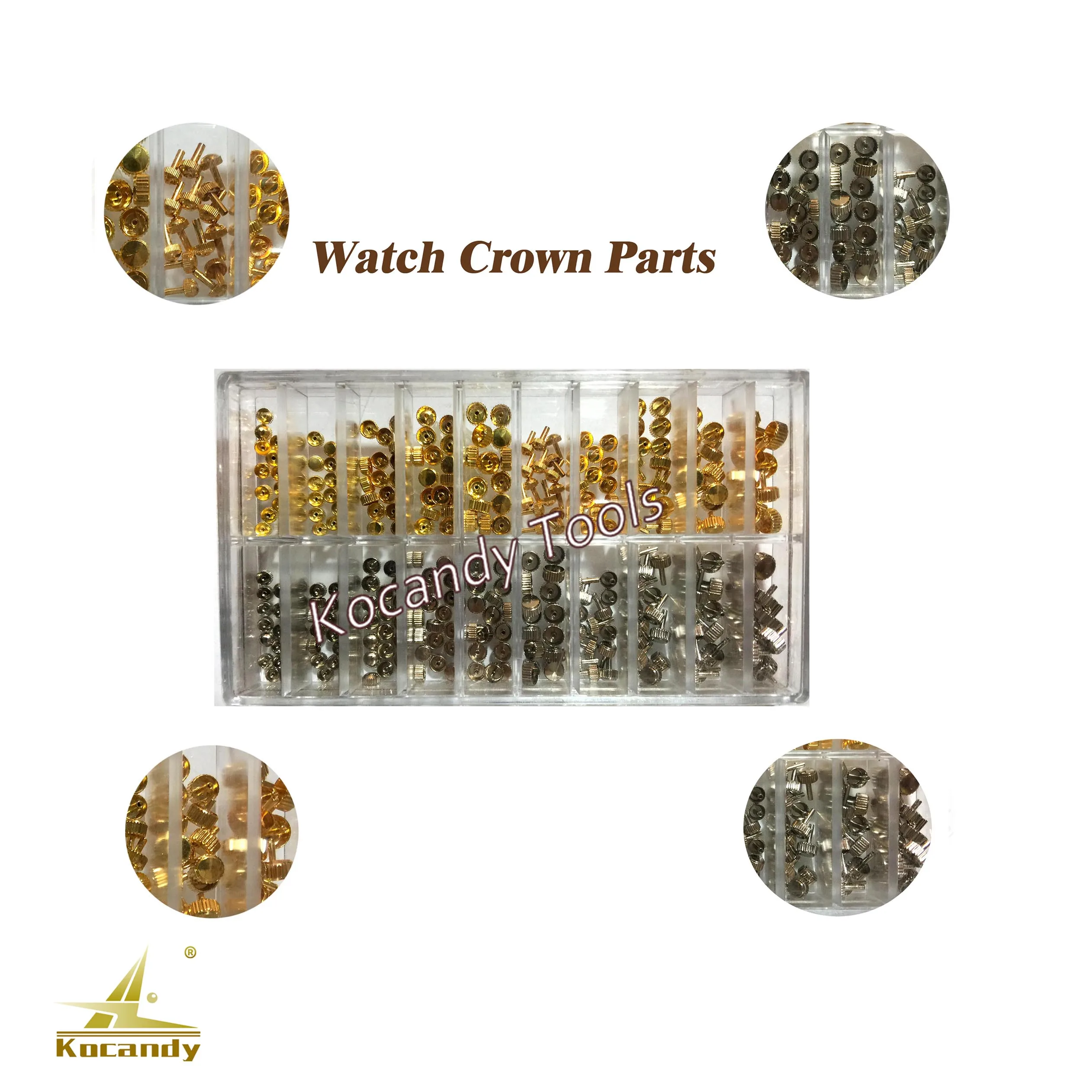 Watch Repair Tool Non-Waterproof Crown Watch Part Replacement Assorted Gold Silver Dome Flat Head Watch Accessories