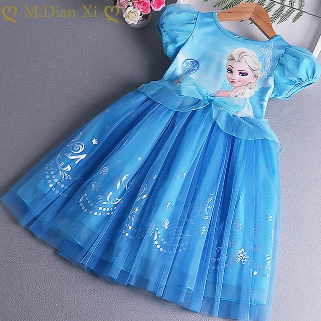 Vestido De Princesa Elsa Frozen, Vestido De Verão Para Crianças - Vestidos  Casuais Para Meninas - AliExpress