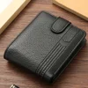 New Men Short Bifold PU Leather Male Hasp Wallet Credit ID Card Holder Men's Wallet Billfold Purse Clutch Men's Purses Money Bag 1