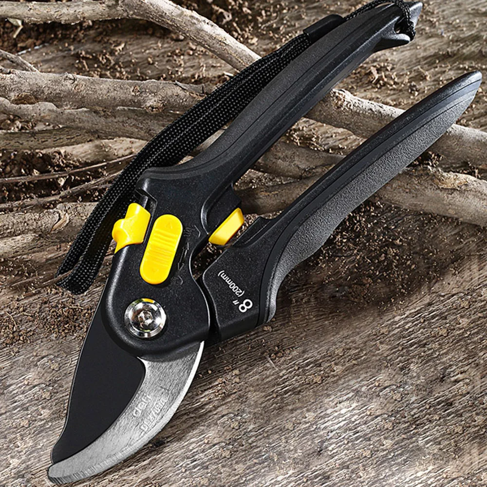 DELI Durable Pruning Shear Garden Tools Safety Labor saving High Carbon Steel scissors Gardening Plant Sharp Branch Pruners 3