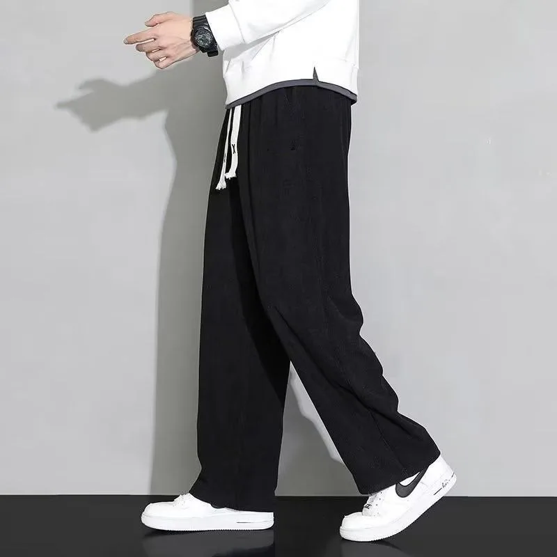 Versatile loose straight leg men's 2024 spring and autumn corduroy pants, cool and trendy brand wide leg sports casual pants 5