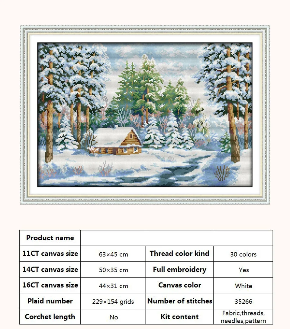 Snowscape Snowy Night Christmas Patterns Cross Stitch Embroidery Kit
