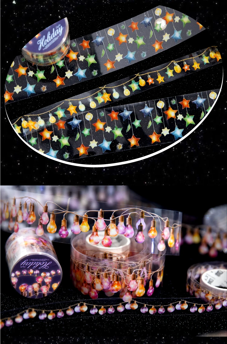 Journal GO 1,5/3,5 x 200 cm farbiges Lichterketten-Dekorband, Weihnachtskarte, Party, Scrapbooking, Geschenkkarte, Tagebuch, Abdeckband – Detail 8