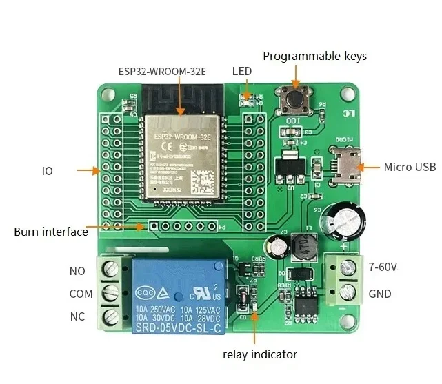 

One Channel R elay ESP32-WROOM Development Board Single R elay Module DC 7-60V Power Supply for Arduino Board Module