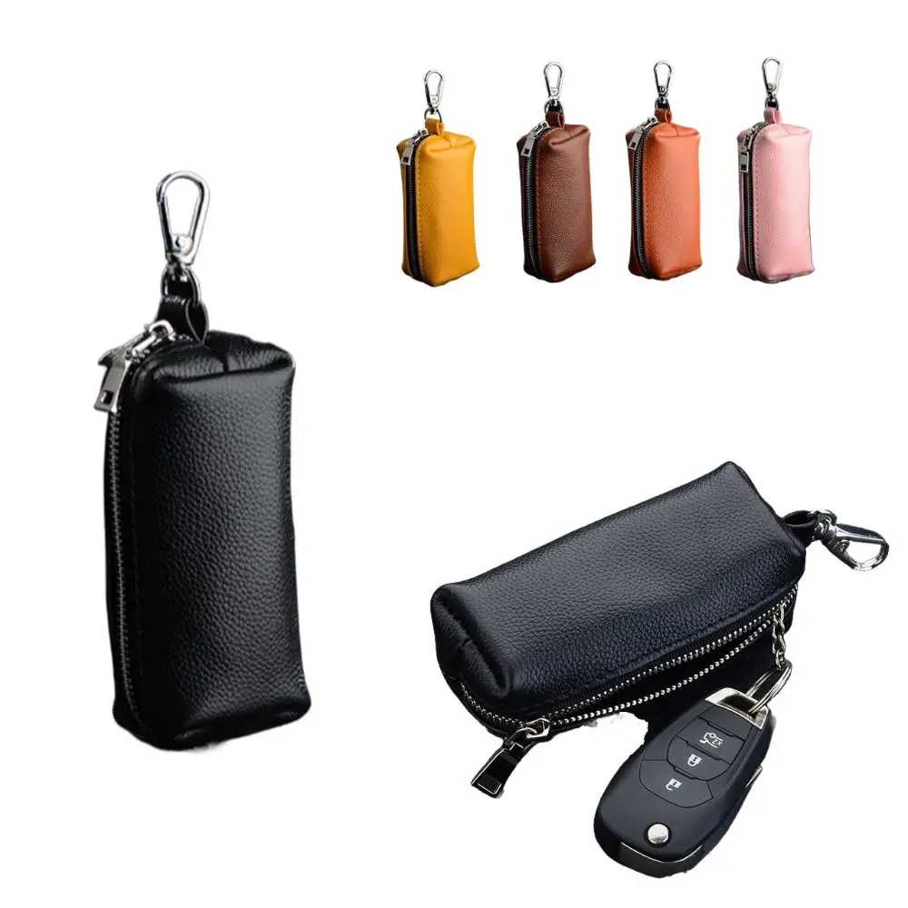 Echt leder Schlüssel bund Unisex kleine Schlüssel tasche einfarbige Mini-Karten halter Multifunktion brieftasche tragbare Schlüssel Tasche – Detail 1