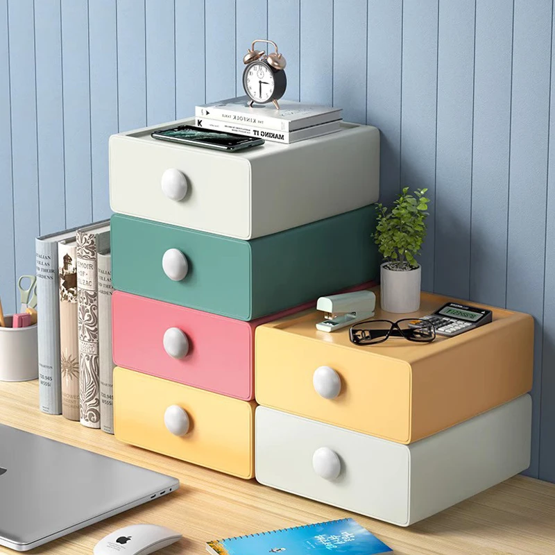 

Sturdy Desk Organizer Save Space Rectangle Shape Anti-crack Storage Drawer Solid Color Desk Storage Box Household Stuffs