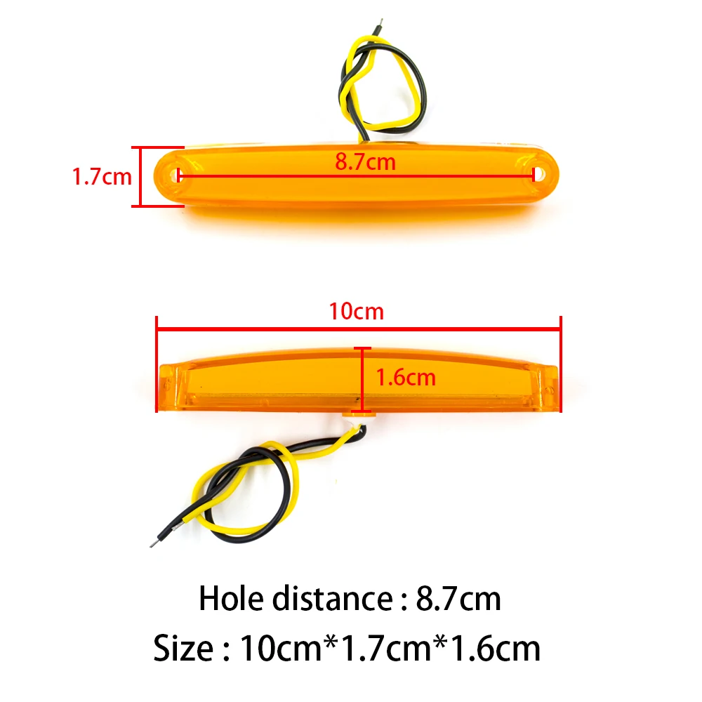 Luz LED De Marcador Lateral Para Camión O Remolque | 24V, Rojo/Amarillo, 24 LEDs, Con Bisel Cromado