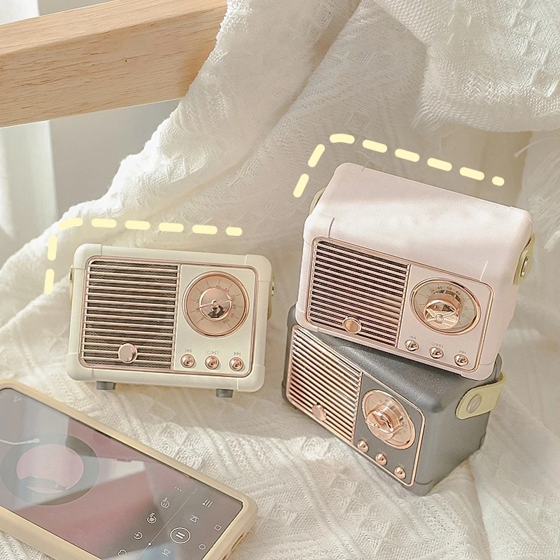 

Mini Retro Desk Decor Bluetooth Speaker Wireless USB Charging Subwoofer Bluetooth Speaker Desktop Kawaii Decoration Cute Decor