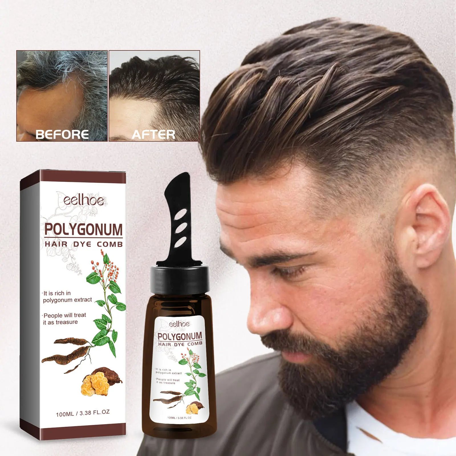 

Eelhoe Polygonum Multiflorum Series Deep Cleaning Dry and Smooth Black Shiny Hair Hairdressing Comb Dense Hair Anti-Hair Loss