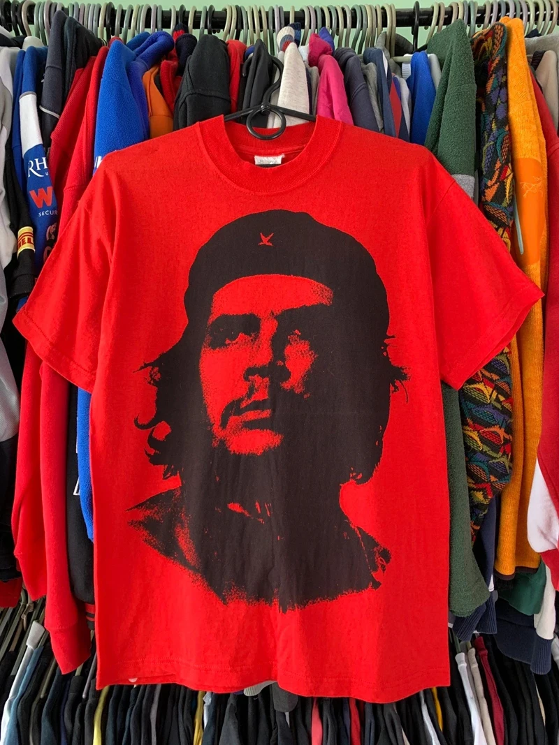 تي شيرت Che Guevara الجديد الأمريكي الكلاسيكي الفضفاض للرجال من القطن الخالص للدراجات النارية هو رمز ثقافي عصري