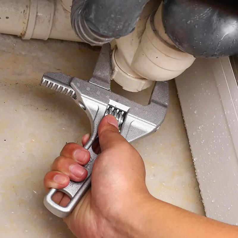 Adjustable Wrench Aluminium Alloy Large Open Universal for Water Pipe Screw Bathroom Repair Tool