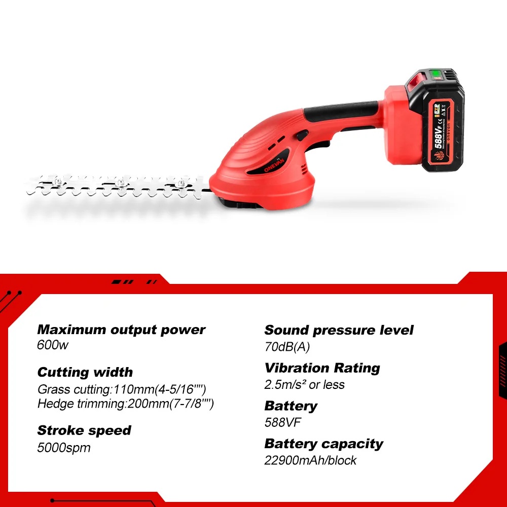 Description Picture 5 of item2IN1 Brushless Electric Hedge Trimmer Cordless Lawn Mower Garden Battery Pruner Bush Scissors Power Tools For Makita 18V Battery