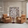Swivel Accent Chair Set  , Faux Leather Swivel Chair with Solid Wooden Base, Living Room Swivel Armchair Single Sofa Chair 1
