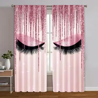 2pcs, Curtains&Window Treatment 2D print Pink eyelashes Versatile Polyester (without rod) Versatile All for Bedroom, Living 1