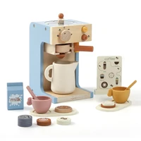 Kids Kitchen Toys Set Wooden Coffee Maker Set Simulation Donut Afternoon Tea Toys Game Kid Educational Toy Gifts for Girls Boys 1