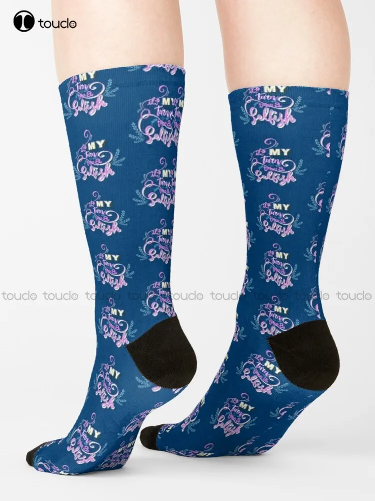

It’S My Turn To Take A Selfish Socks Black Soccer Socks Unisex Adult Teen Youth Socks 360° Digital Print Harajuku Streetwear Art