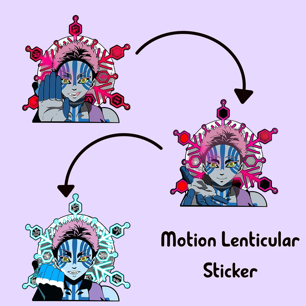 Demon Slayer Akaza Motion Car Sticker Lenticular Sticker Waterproof Decals Wall Laptop Refrigerator Etc Home Decor Gift