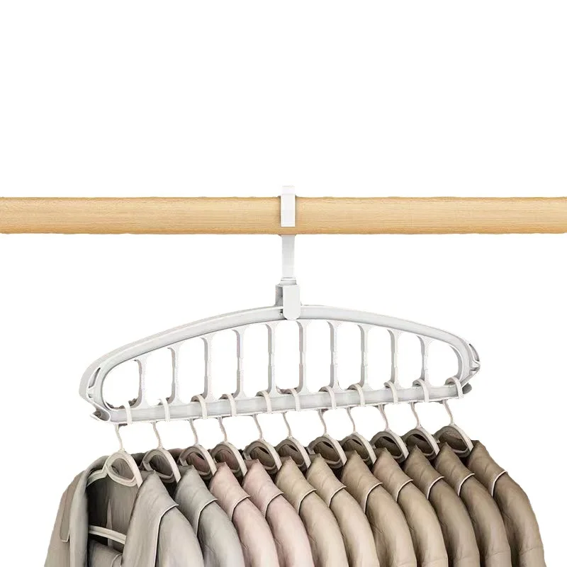 Rotating Folding Clothes Hanger Closet Organizer Multi-port Clothing Drying Rack Foldable Plastic Scarf 11-hole Storage Hangers 6