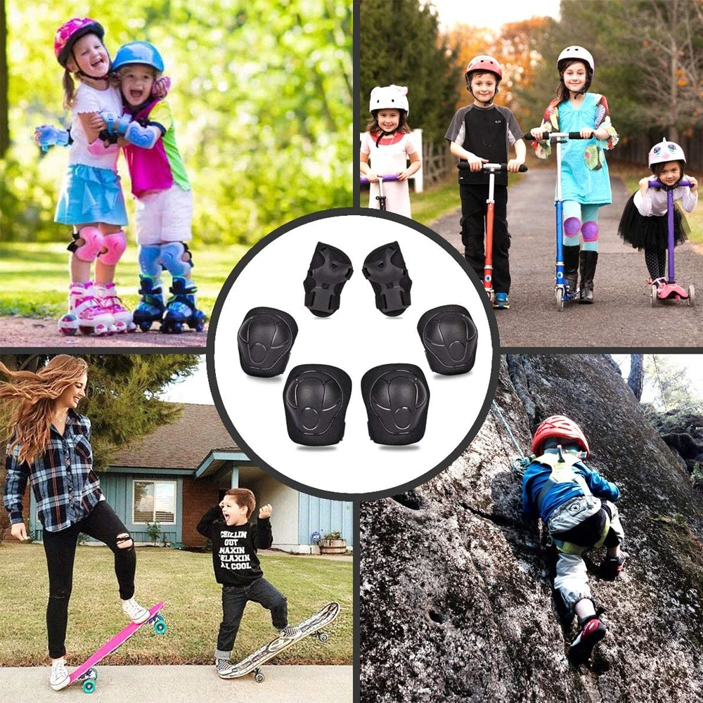 Kids Helmet Pad Set,Adjustable Kids Skateboard Bike Helmet Knee & Elbow Pads Wrist Guards 3-8 years Protective Gear Set