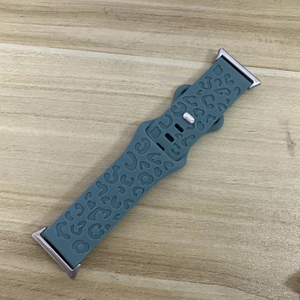 Engraved Leopard Silicone Smartwatch Band Bracelet Strap