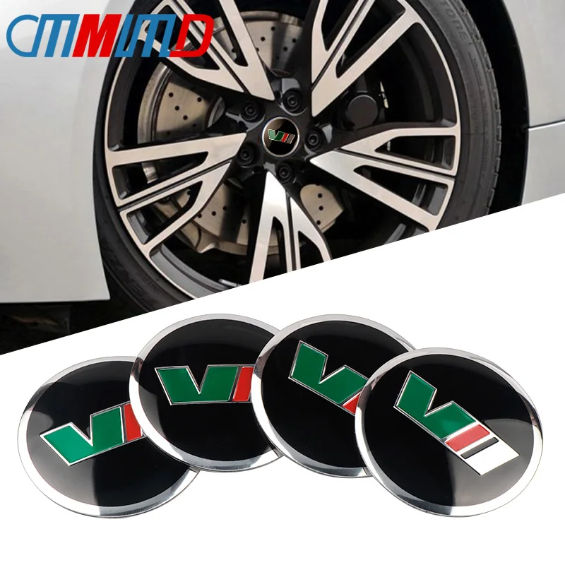 4Pcs Car Styling Nuovo 56Mm Alluminio Vii Vrs Logo Car Wheel Center Hub Cap Sticker Emblem Badge Sticker Per Skoda Octavia Fabia Ye