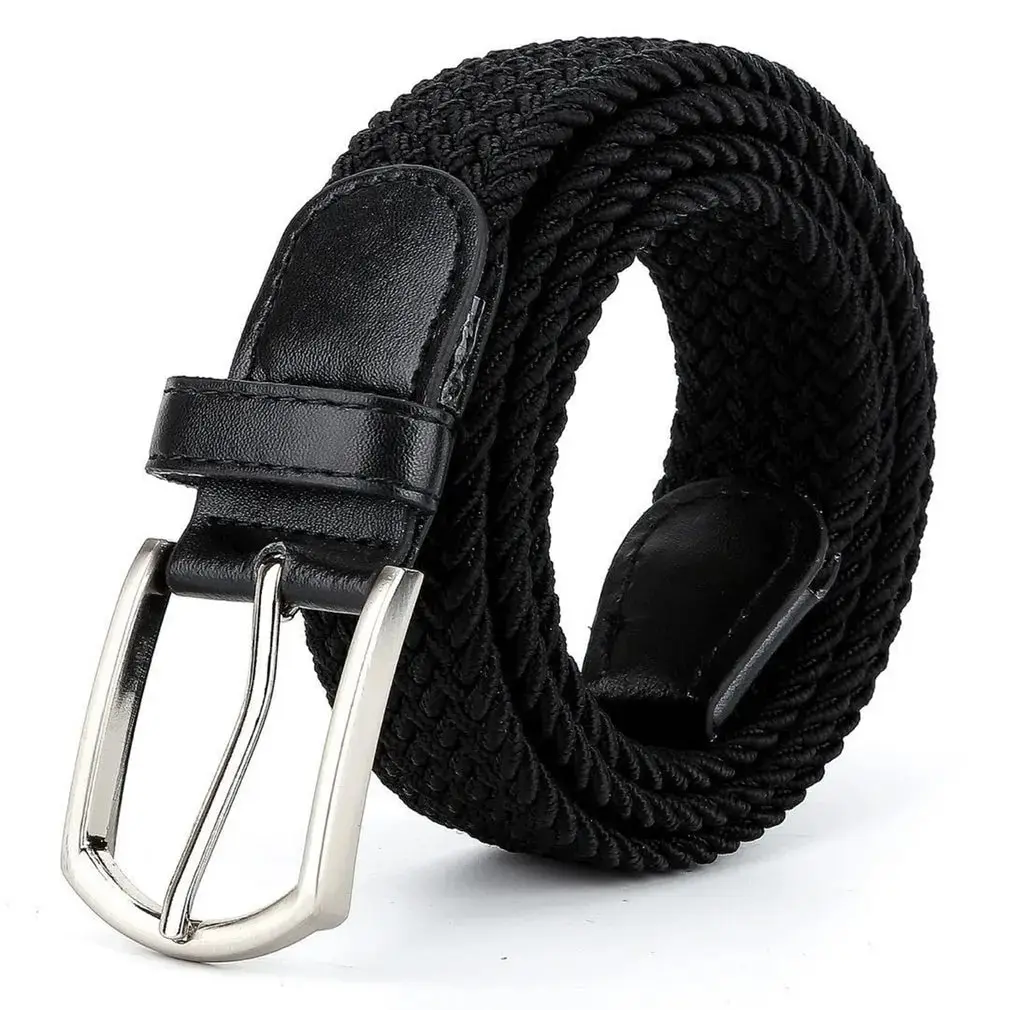 

Men and Women Elastic Fabric Woven Casual Belt Pin Buckle Expandable Braided Stretch Wild canvas Simple and Stylish belt