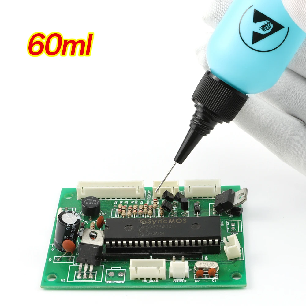 Plastic Liquid Alcohol Bottle Rosin Solvent Anti-static Adhesive Bottle Dispensing Needle Glue DIY Repair Tool 60ml plastic dropper bottle