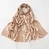 Women Plain Silk Satin Hijab Scarf Different Sides Bark Wrinkles Solid Color Long Shawl Muslim Women Smooth Silk Like Underscarf 6