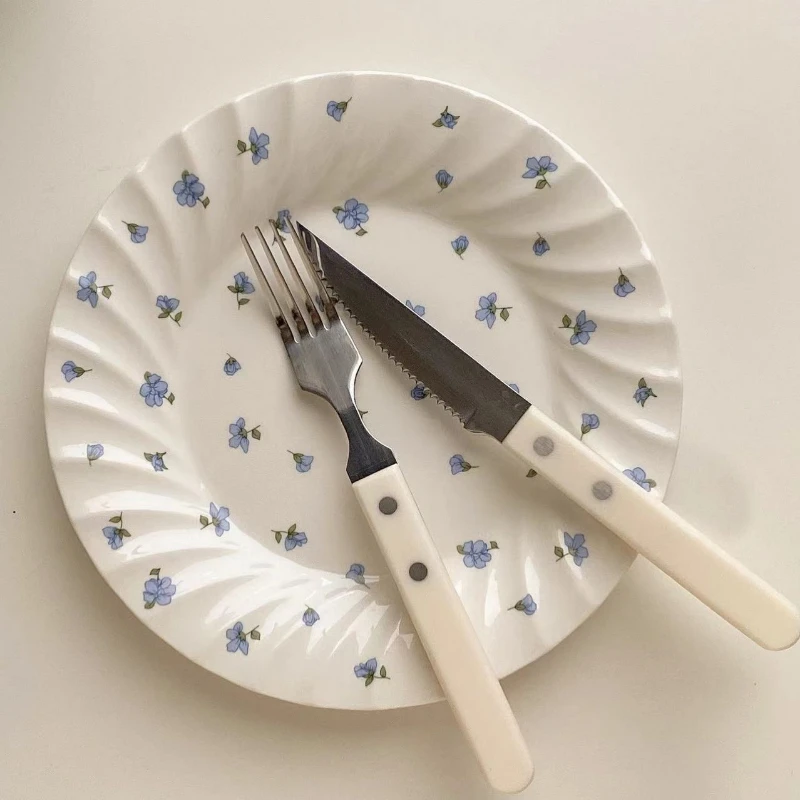 

Korean Creative Retro Floral Ceramic Plate Home Kitchen Fried Rice Oval Plate Breakfast Plate Restaurant