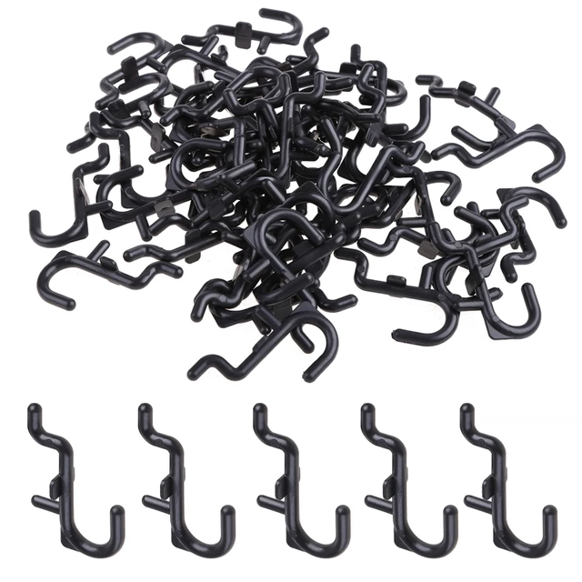 50 Pcs/100 Pcs Black Pegboard J Style Hooks Heavy Duty Plastic J