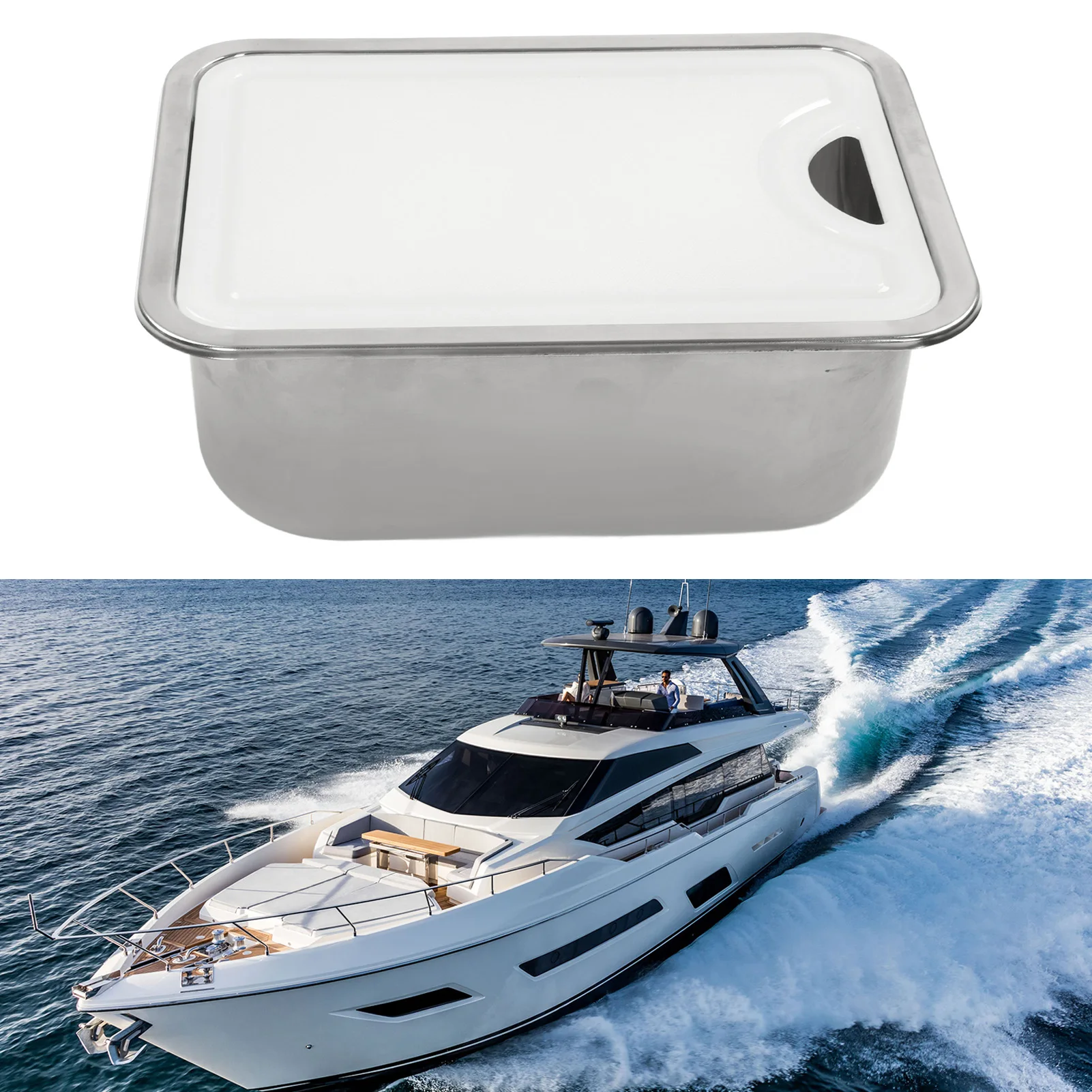 RV Hand Wash Basin Sink RV Sink 304 Grade Stainless Steel Kitchen Hand Wash Basin Sink Kit With Acrylic Chopping Board