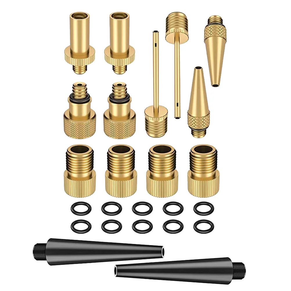 

Adapter Set Tire Inflator Adapter Pump Adapters Kits Inflation Accessories for Cycling Bike ( Golden )