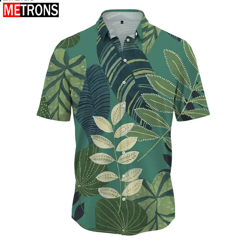 

3D Digital Printing Men's Clothing Online Hot Sale Hawaiian Style Relaxed Casual Men's Short Sleeve Button Shirt