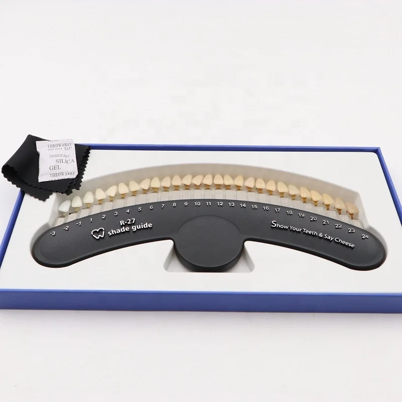 

27 Colors 3D Teeth Whitening Shade Guide Porcelain Tooth Bleaching Shade Chart Board 27 Colors Comparator