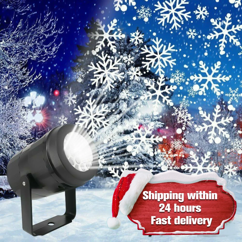 Christmas Large Decoration Projector Light Snowflake Christmas Party Laser Led Stage Light Rotating Xmas Lighting Garden Decor