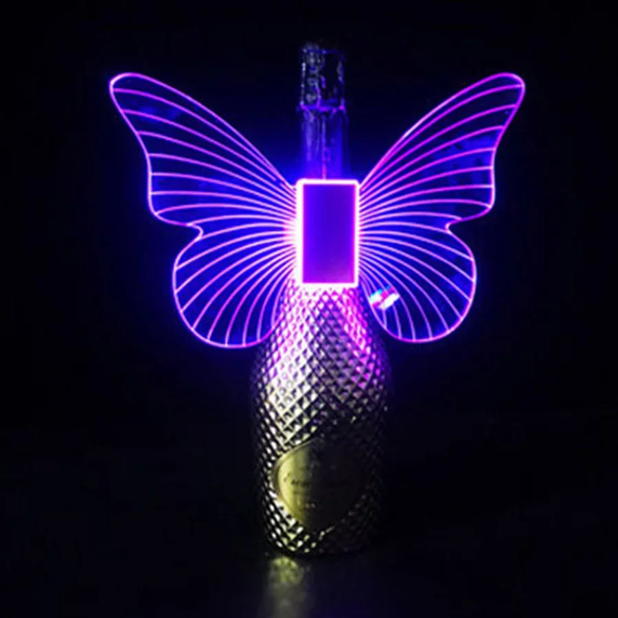 

Rechargeable Color Changing Champagne Bottle Butterfly Topper Strobe Baton VIP Bottle Service Sparkler Light Nightclub Bar Decor