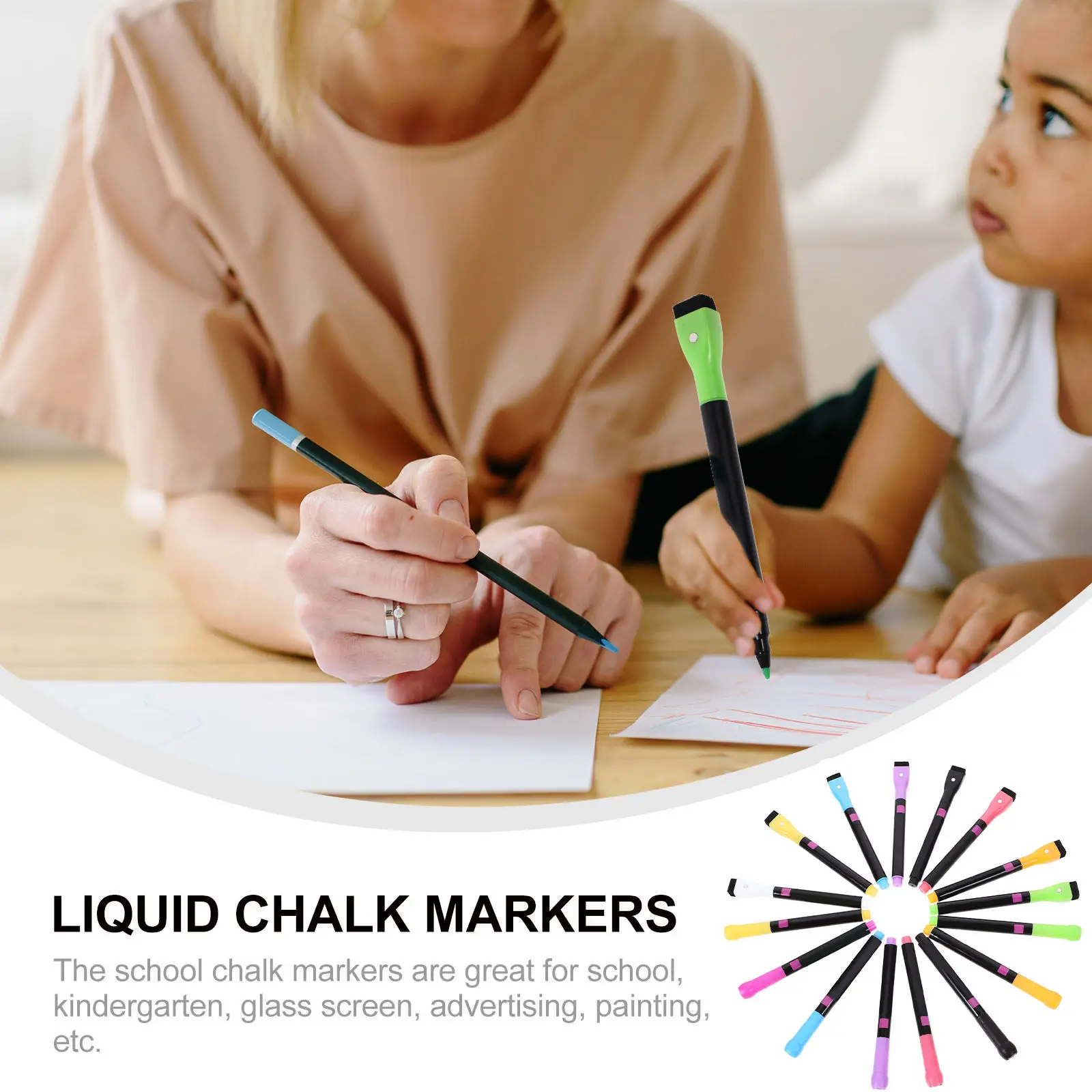 16Pcs LED 보드 분필 마커 휴대용 액체 분필 펜 학교 유치원 사무실을위한 지울 수있는 칠판 쓰기 마커