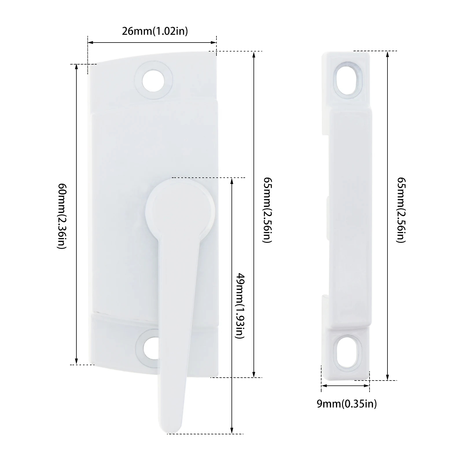 Window Lock Zinc Alloy Sliding Window Sash Lock White Cam Sash Locks for Double Hung Latch