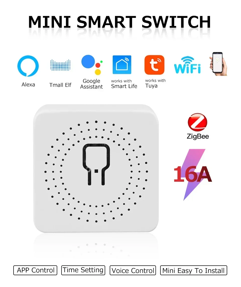 Description Picture 2 of itemZigBee WiFi Tuya Smart Switch 2 Way Control 16A Mini Breaker Relay Smart Life APP Voice Control With Alexa Google Home 220V 110V