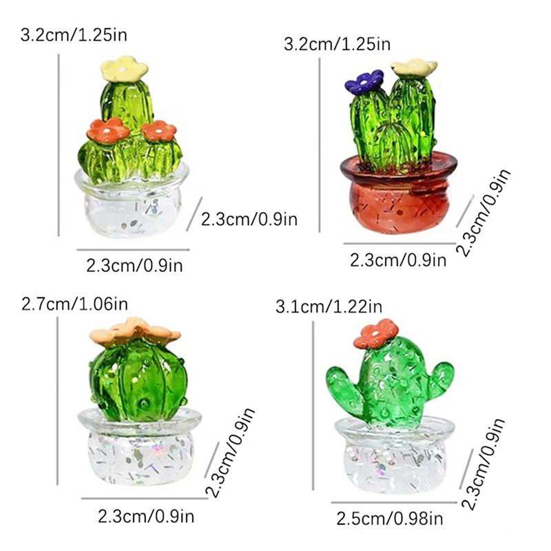 

4Pcs 1:12 Dollhouse Miniature Cactus Succulent Potted Plant Bonsai Model Home Decor Toy Micro Landscape Desktop Car Ornament