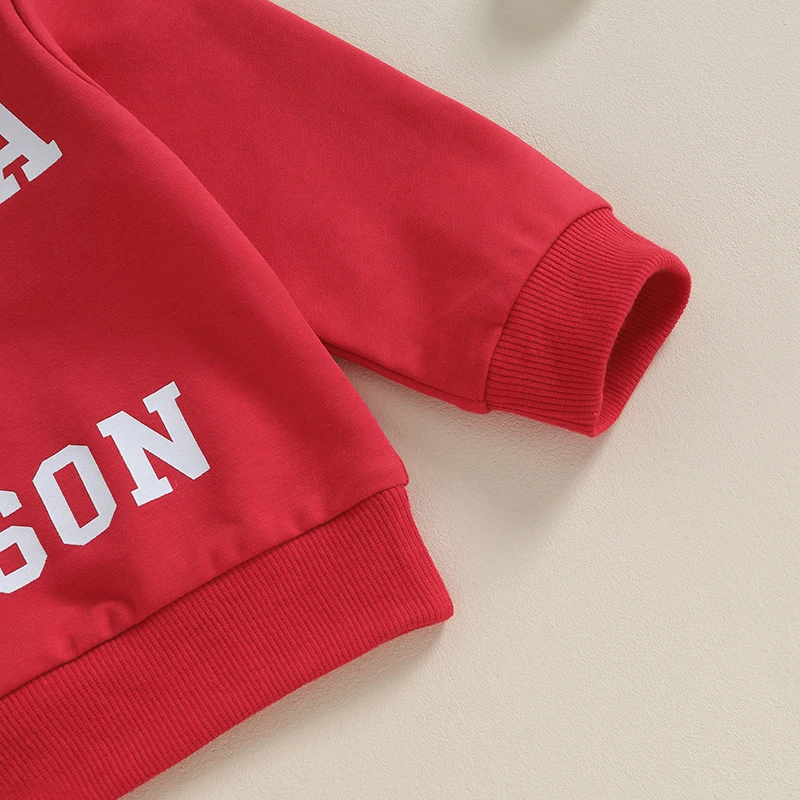 

Комплект для мальчиков с длинным рукавом, свитшот с круглым вырезом и принтом Санты, спортивные штаны с эластичным поясом, одежда на Рождество