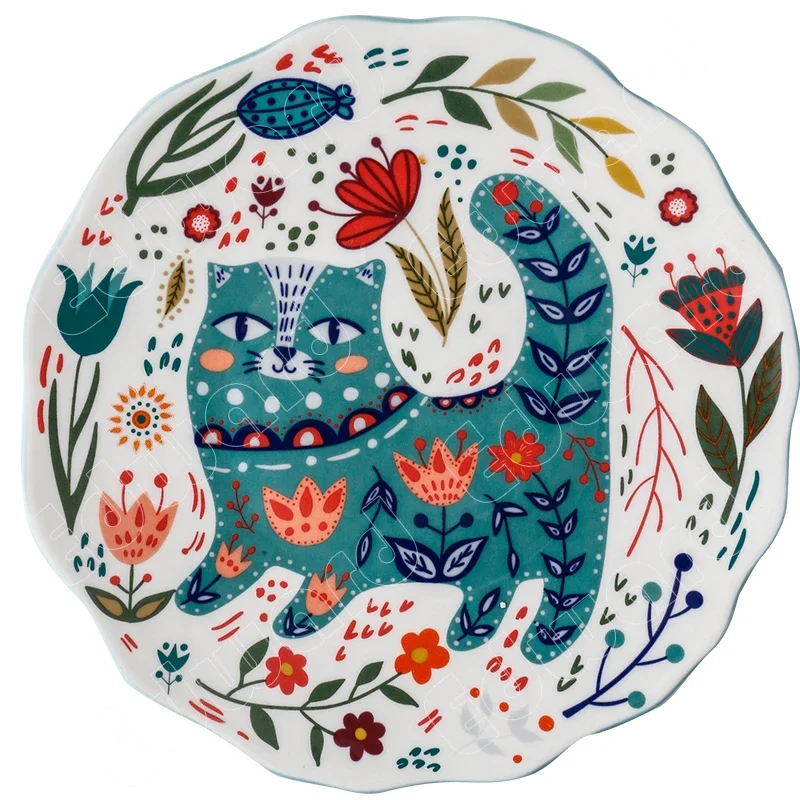 European Style Dinner Plate Ceramic Plate Household Restaurant Design Steak Pasta Dish Living Room Tableware Set Modern Decor